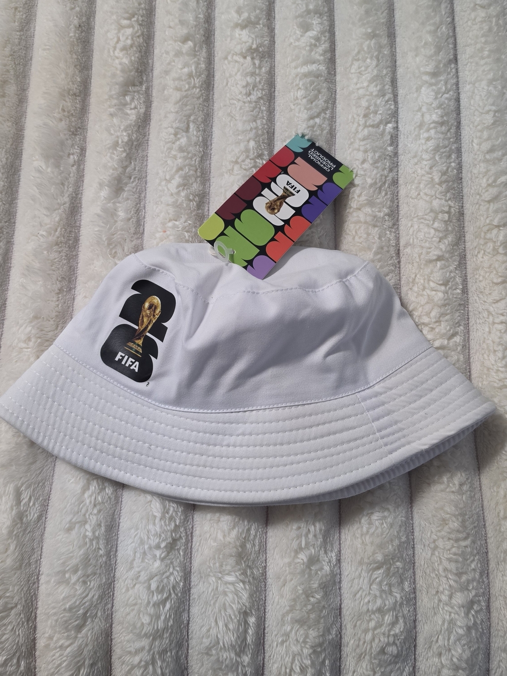 White FIFA Bucket Hat with World Cup 2026 Logo, NWT